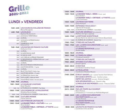 fr culture grille des programmes